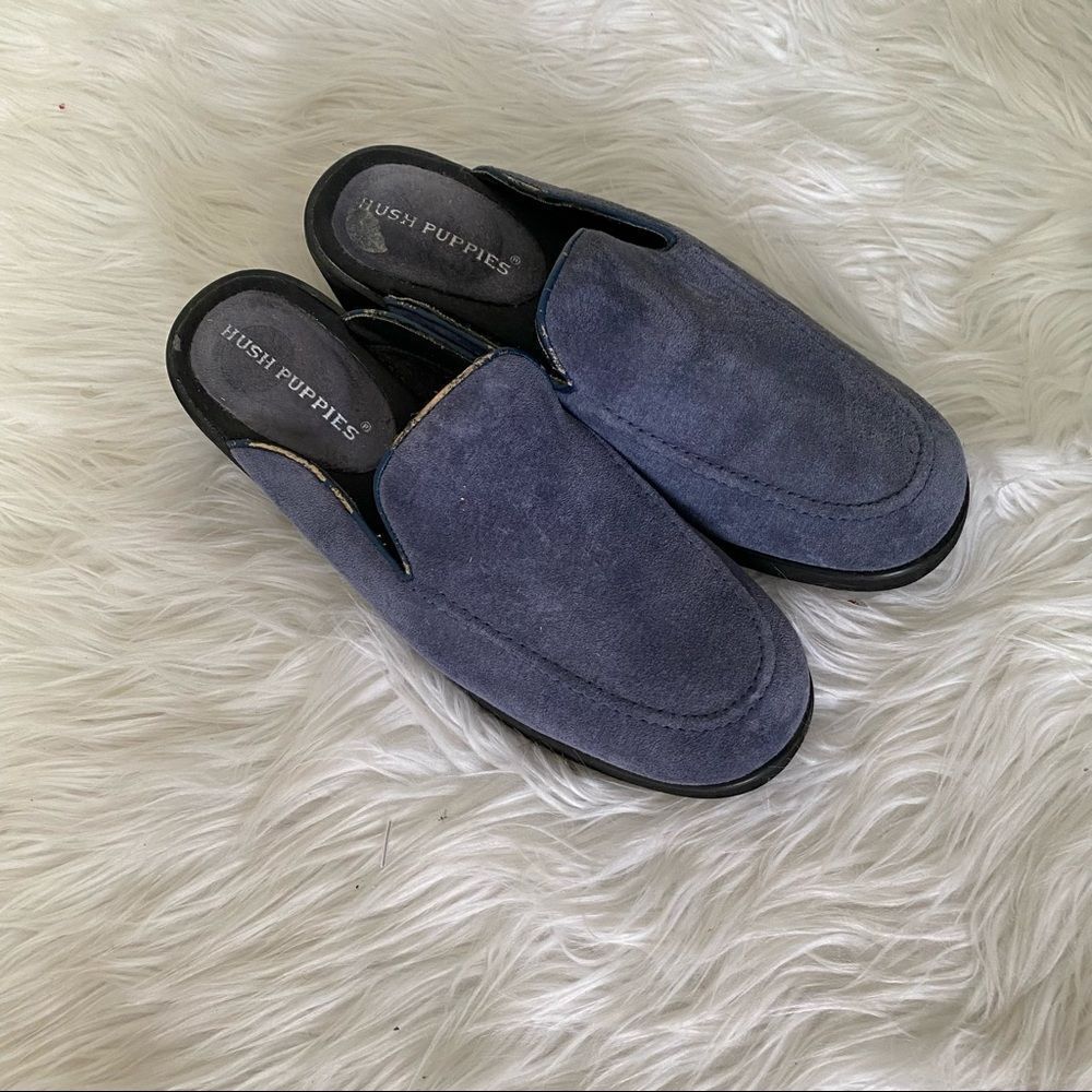 Hush Puppies Blue Suede Slip On Mule Sandals 6